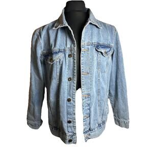 AC/DC Denim Jean Jacket, Colorful Graphics, Mens Size Large